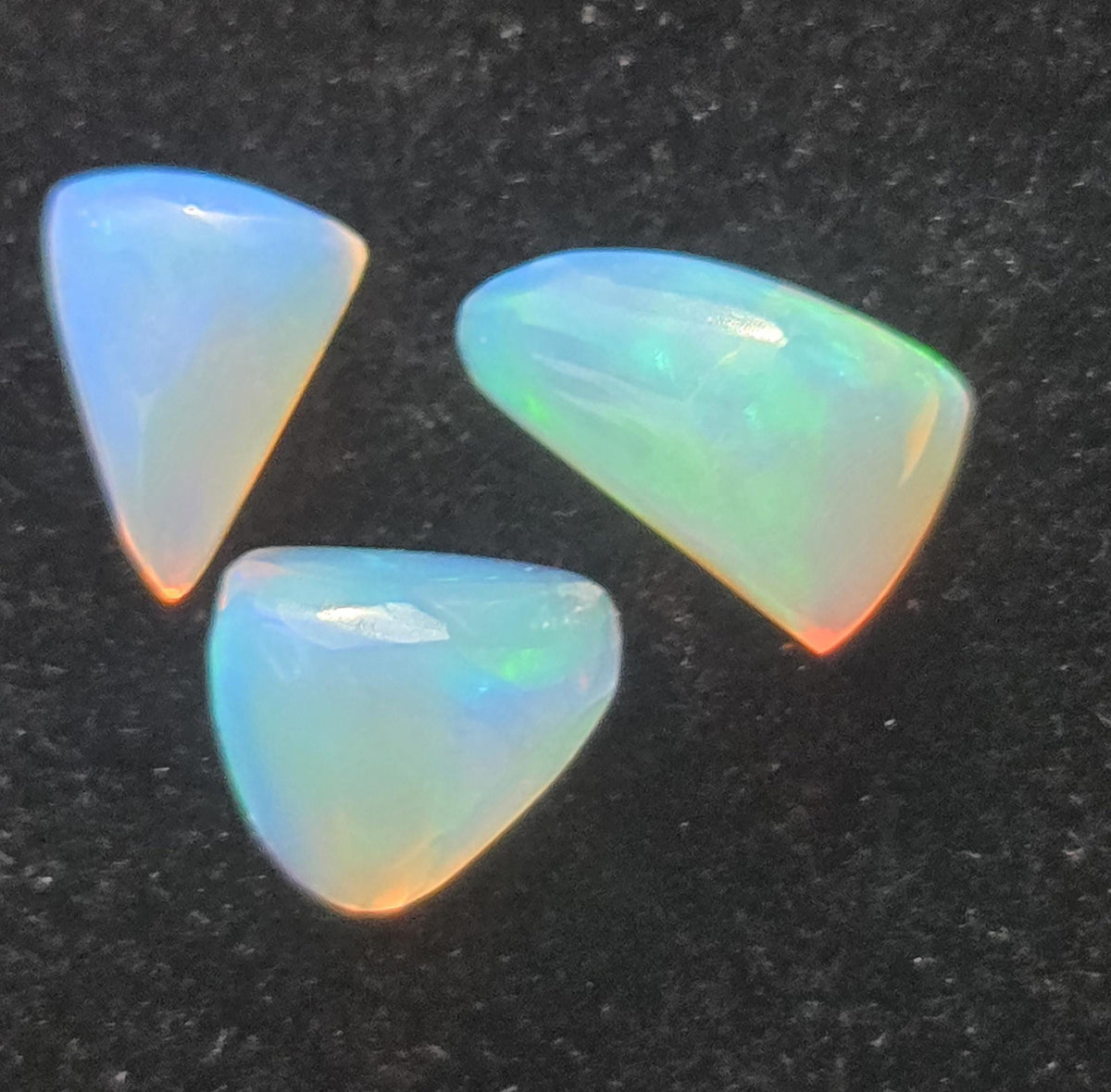 Ethiopian Welo Opal Cabochon Set – 4.30ct Total – Natural Multicolor Opals – Matching Opal Trio – Jewelry Making Stones – One of a Kind