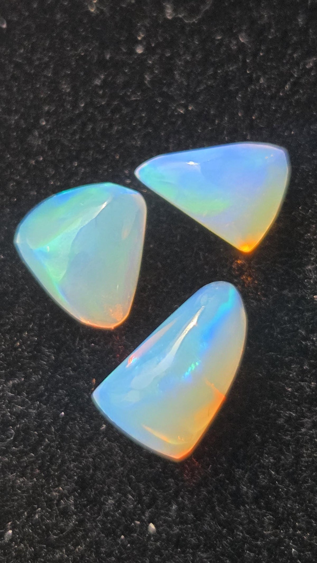 Ethiopian Welo Opal Cabochon Set – 4.30ct Total – Natural Multicolor Opals – Matching Opal Trio – Jewelry Making Stones – One of a Kind