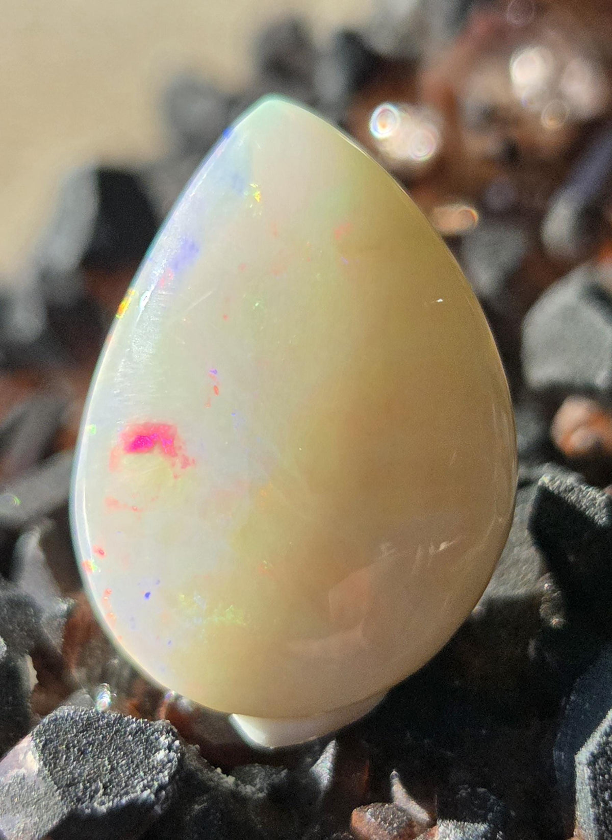 Ethiopian Welo Opal Cabochon 4.10 ct – Natural Teardrop Fire Opal – Pendant Stone – Jewelry Making Cabochon