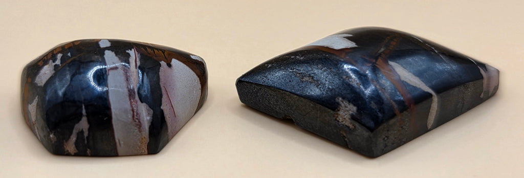 Indian Paint Picture Jasper Matched Cabochon Pair – Cut From the Same Stone – 37.8 ct Total