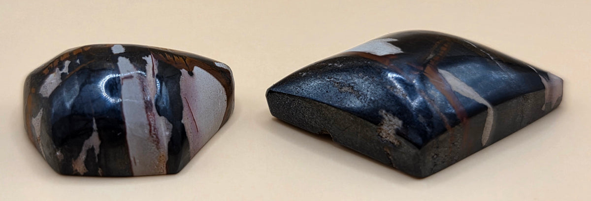 Indian Paint Picture Jasper Matched Cabochon Pair – Cut From the Same Stone – 37.8 ct Total