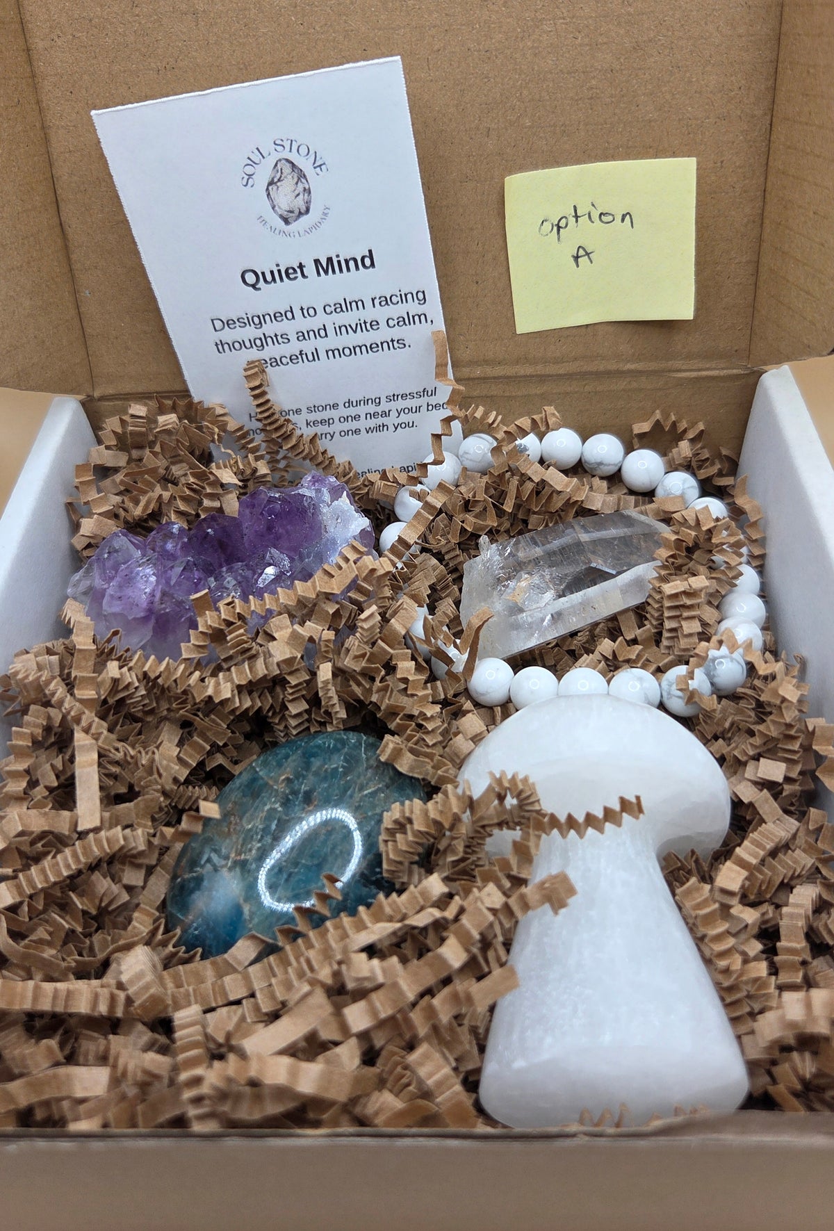 Quiet Mind Crystal Box — For Calm, Peace & Racing Thoughts