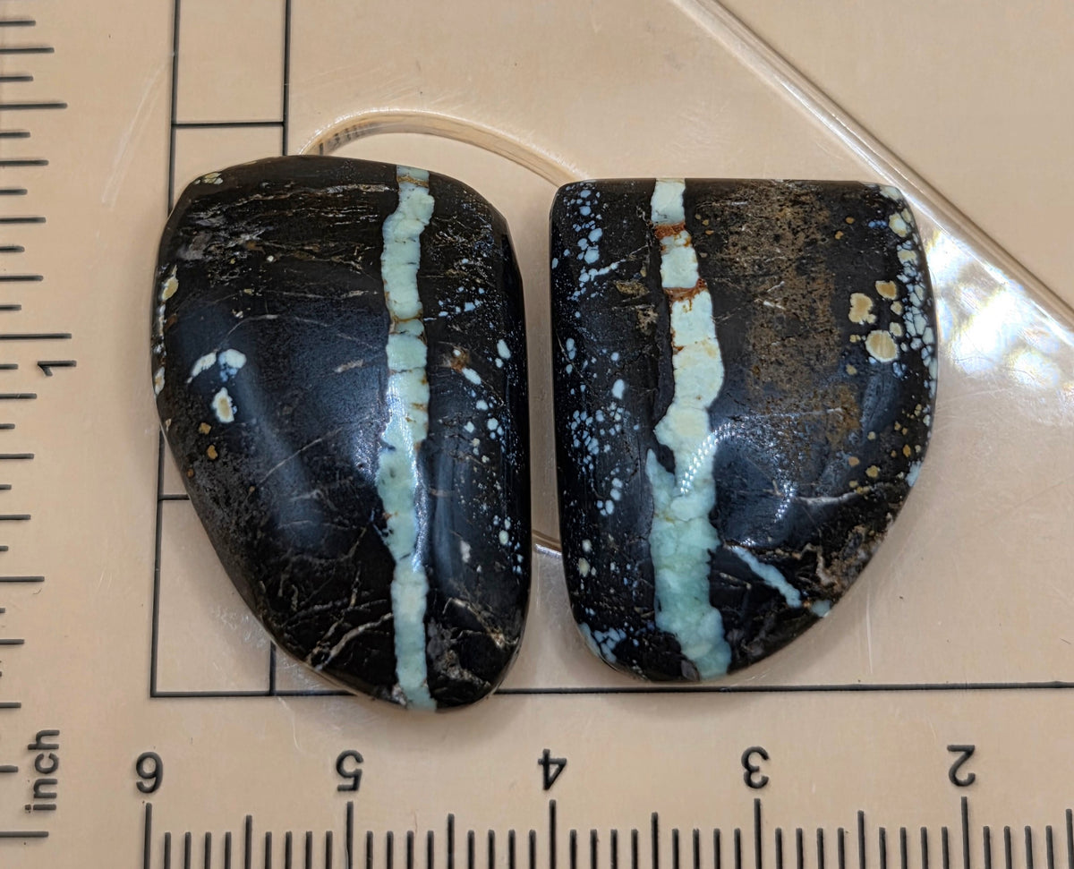 Nevada Variscite Matched Cabochon Pair – Cut From the Same Stone – 56.4 ct total