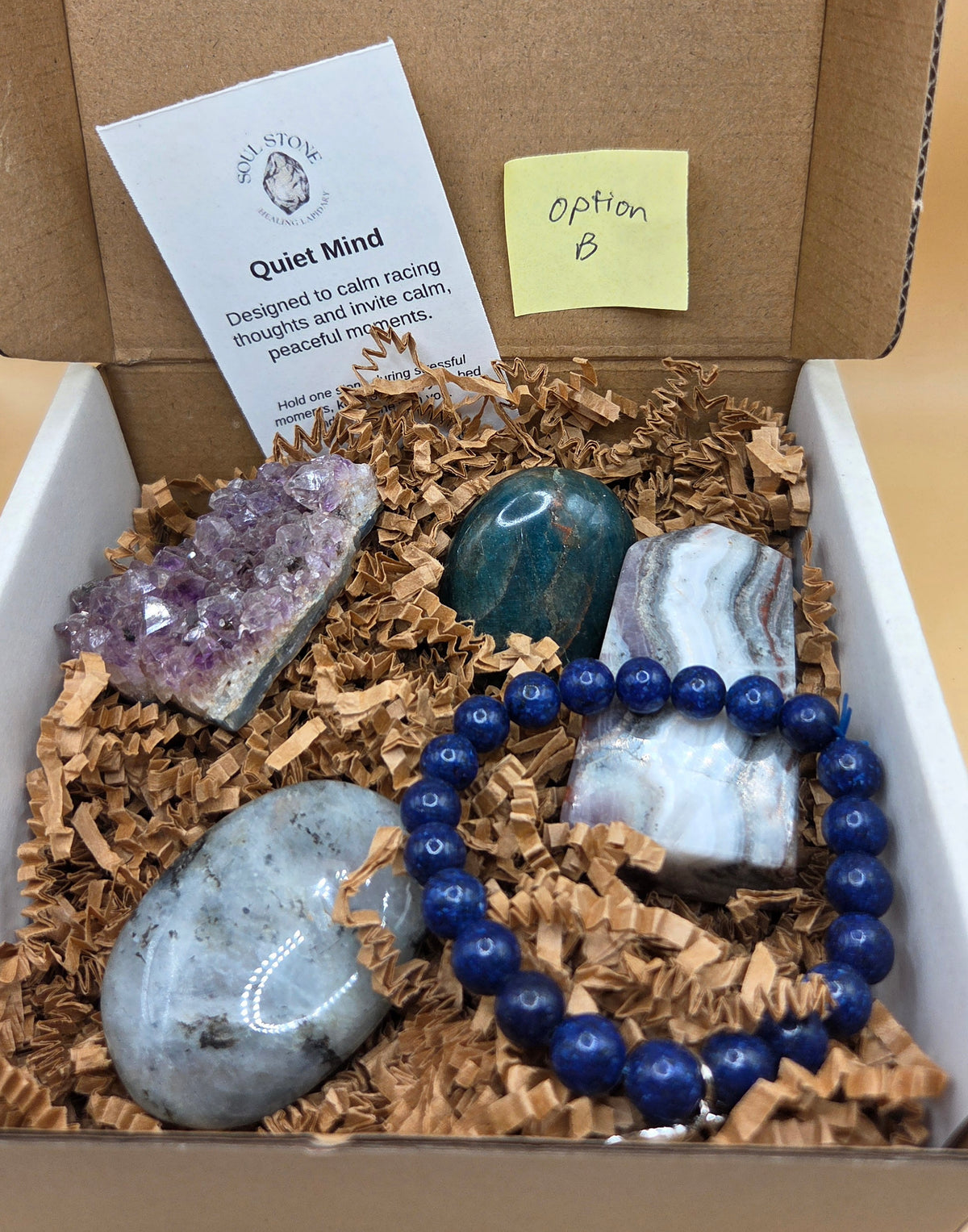 Quiet Mind Crystal Box — For Calm, Peace & Racing Thoughts