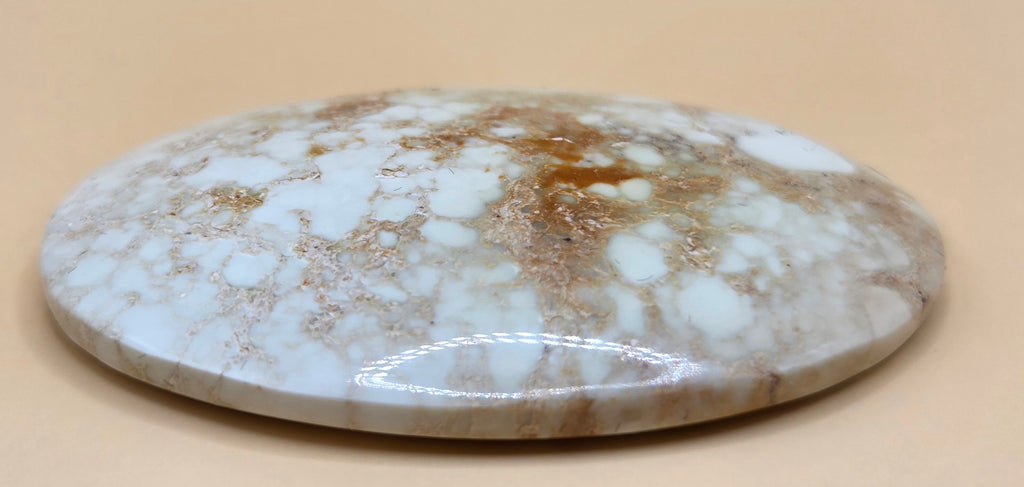 100 ct Natural Variscite Cabochon – Pale Yellow with Brown Matrix