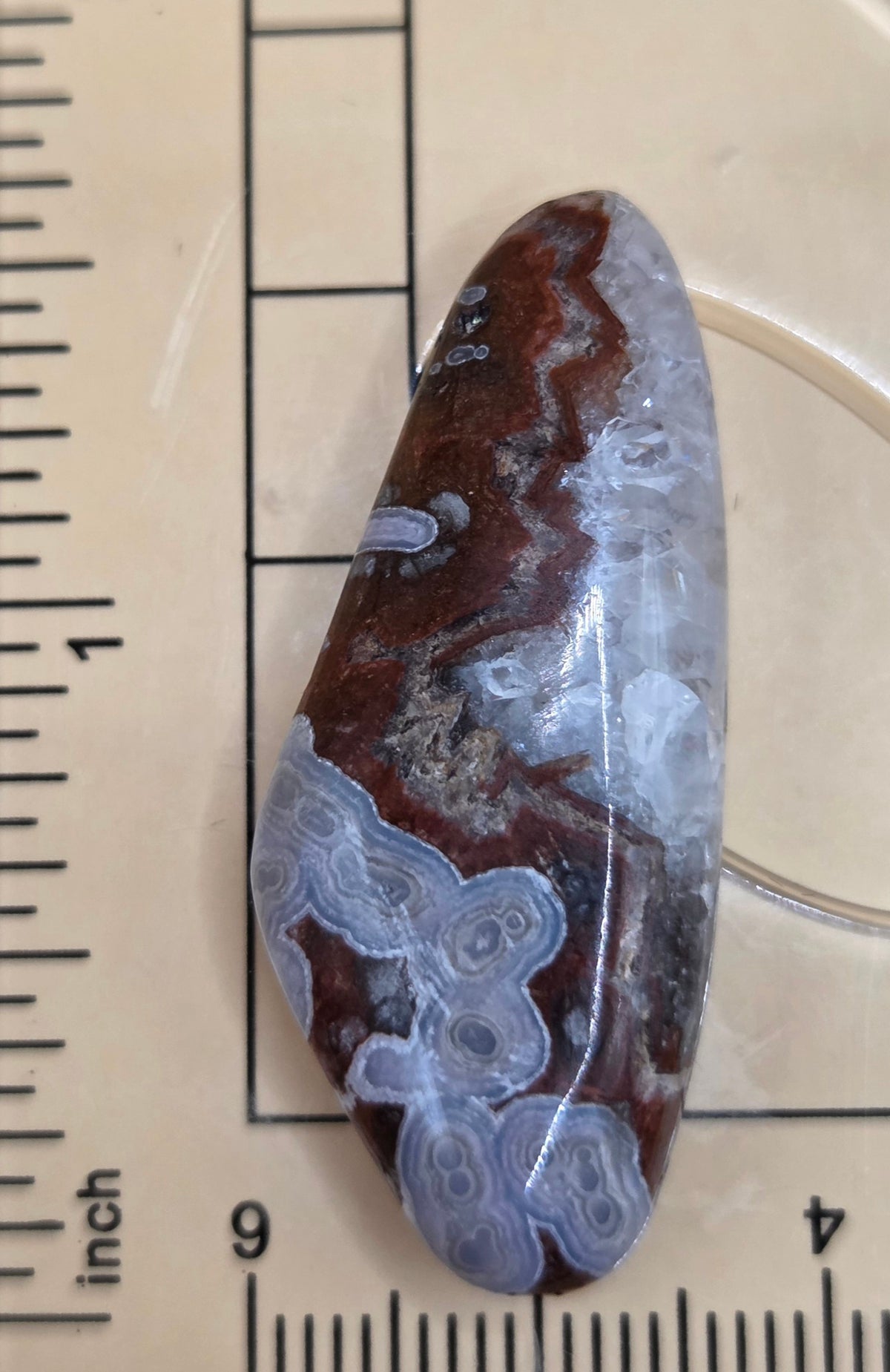 Mexican Fortification Agate with Druzy Quartz Cabochon - Laguna Type - 36.2 ct