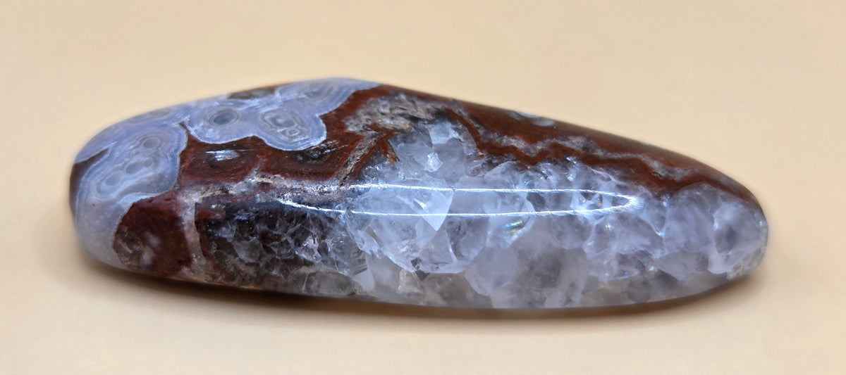Mexican Fortification Agate with Druzy Quartz Cabochon - Laguna Type - 36.2 ct