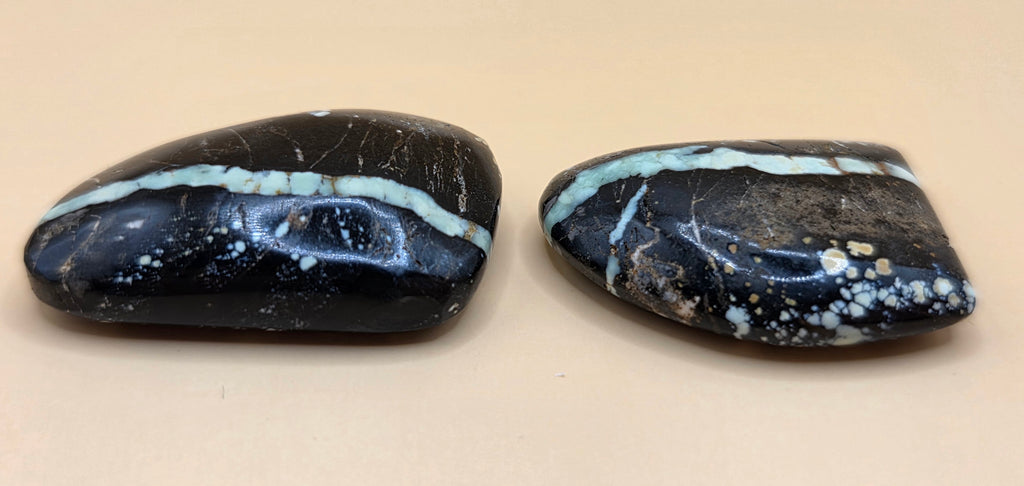 Nevada Variscite Matched Cabochon Pair – Cut From the Same Stone – 56.4 ct total