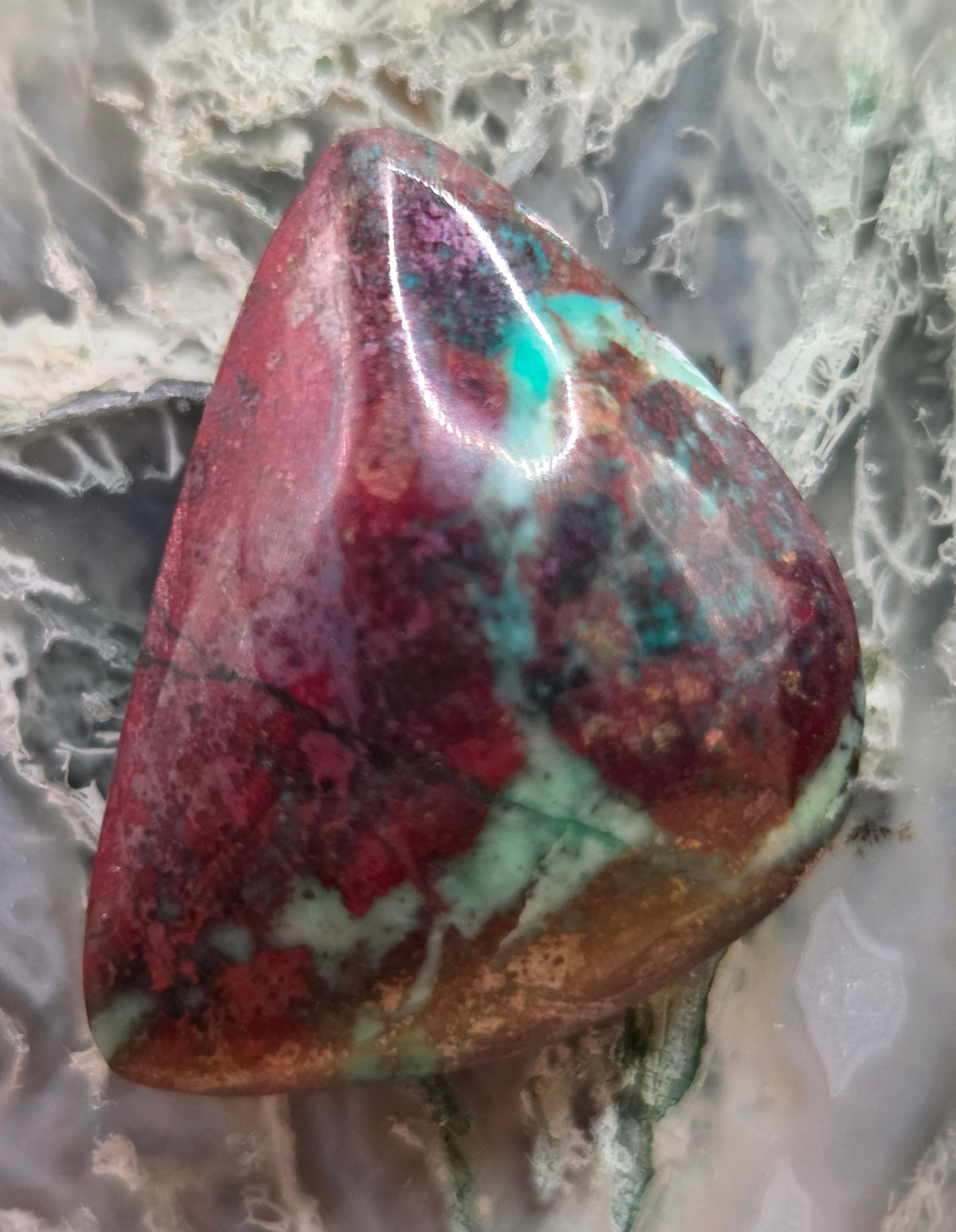 Sonoran Sunrise (Sonoran Sunset) Chrysocolla & Cuprite Cabochon Pair - 53.7 ct total