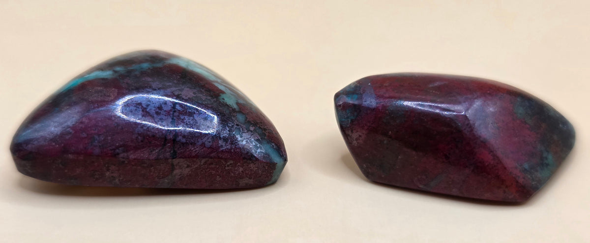 Sonoran Sunrise (Sonoran Sunset) Chrysocolla & Cuprite Cabochon Pair - 53.7 ct total