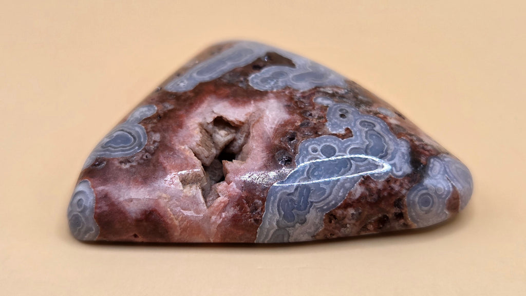 Mexican Fortification Agate with Crystal Pocket Cabochon - Laguna Type - 41 ct