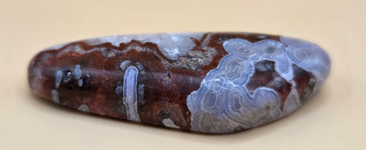 Mexican Fortification Agate with Druzy Quartz Cabochon - Laguna Type - 36.2 ct