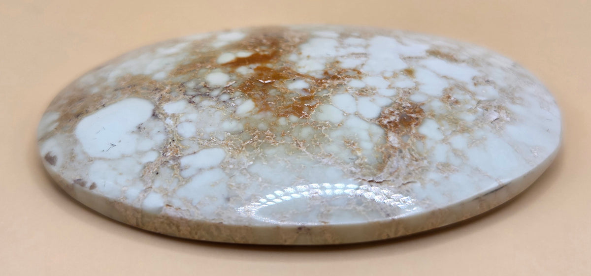100 ct Natural Variscite Cabochon – Pale Yellow with Brown Matrix